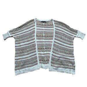 Renee's NYC brown/cream open front knit cardigan sweater. Women's XS/S
